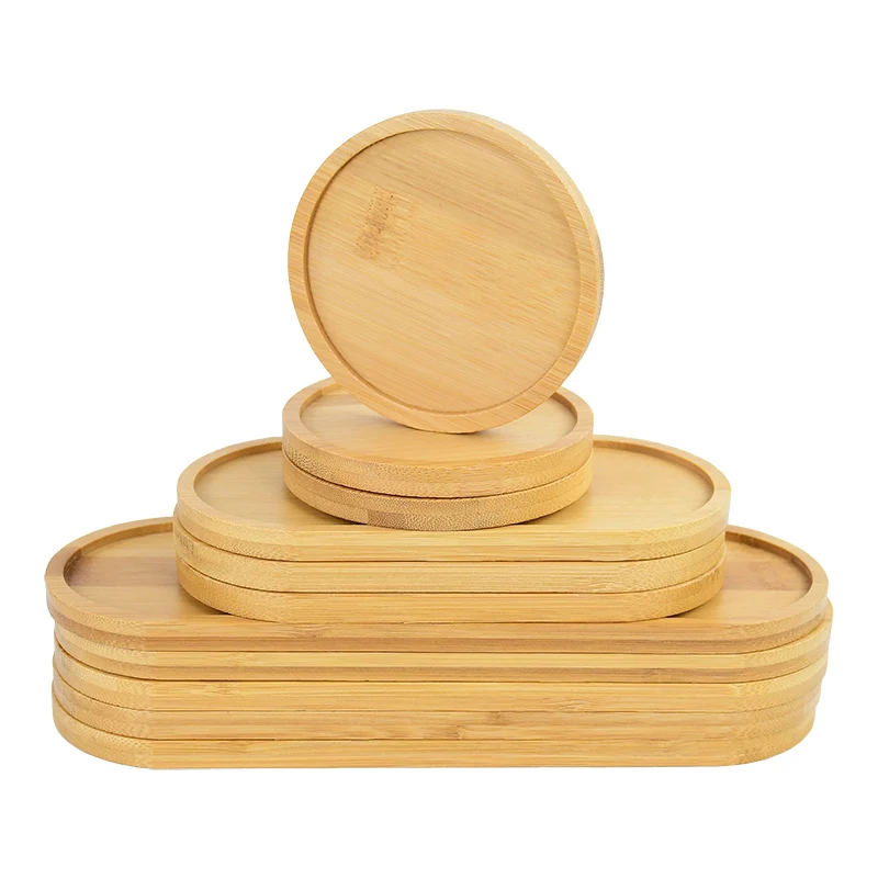 Round Square Oval Wooden Tray Countertop Bottle Organizer Holder Candles Jewelry Storage Plate Tray Bathroom Kitchen Accessories