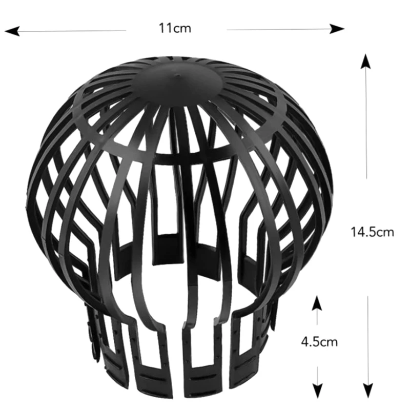 Leaves Protection Outdoor Downpipe Strainer Easy Install Black Gutter Guard Roof Drain Anti-blocking Home Debris PP Garden downpipe strainer