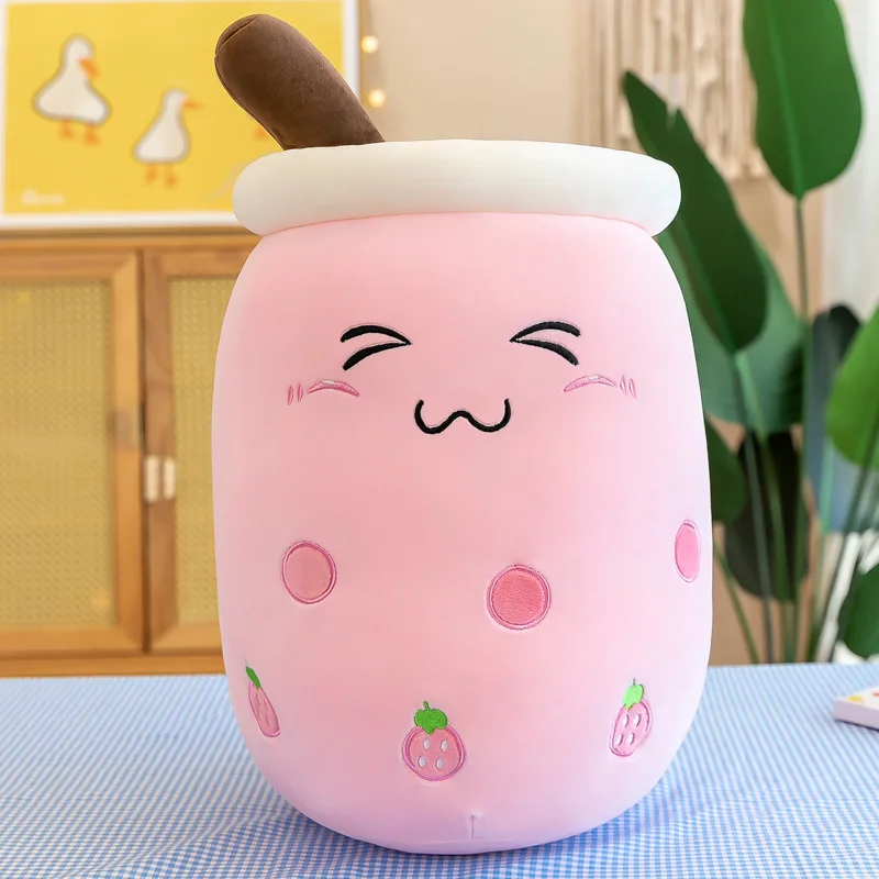 Peluche gigante de té de burbujas de 22 a 70 cm, almohada de Boba de té con leche, helado, frutas, jugo, botella de bebida, accesorio de decoración, regalo