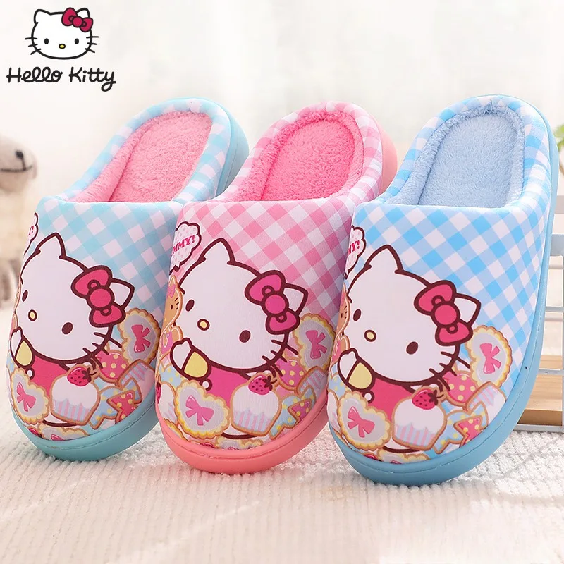 

Kuromi Sanrio Hello Kitty Genuine Winter Slippers Shoes Plush Toys Cotton Indoor Warm Cinnamoroll Kids Adults Slipper Christmas