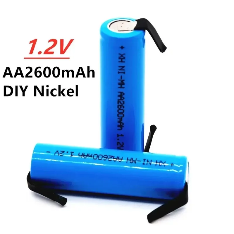 

100% New original 1.2V AA Rechargeable Battery 2600mah NiMH Battery with Solder Pins DIY Electric Razor toothbrush Toys