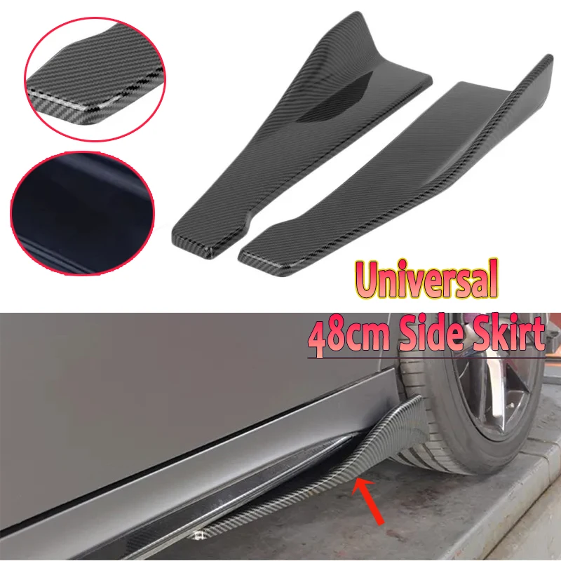 Car Side Spoiler 48CM Side Skirts Bumper Spoiler Splitter Protector For BMW F20 E90 Audi VW Golf Benz Anti-scratch