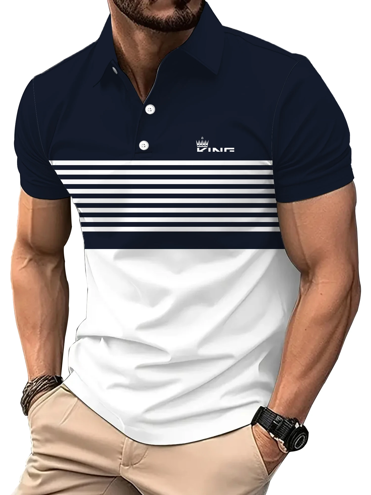 2024 Golf Wear Men Fashion Short -sleeved Striped Stamps Poloshan Casual Lapel POLO Shirt Men's Clothing Tops 6 S3f5eb913d23b40bdbc11344c5ab8a535L