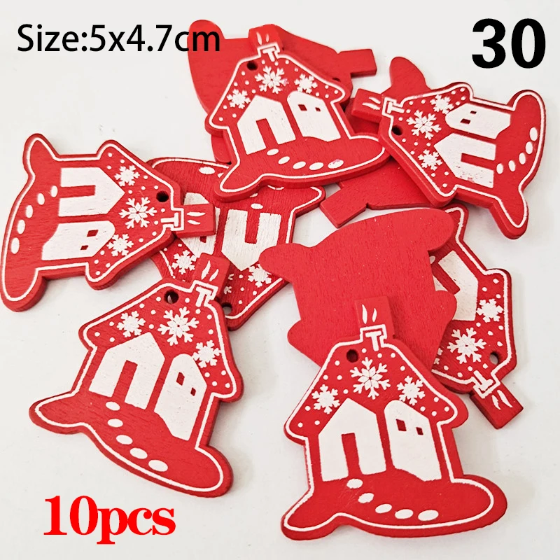 DIY Xmas Tree Hanging Pendants Christmas Wooden Ornaments Handicrafts christmas decorations 10Pcs/Lot