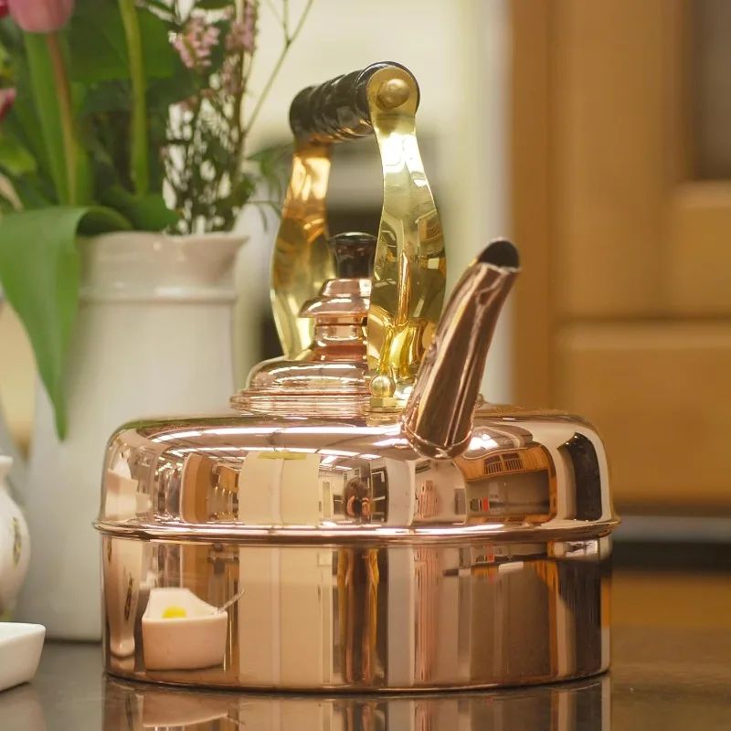 Tea Kettle No. 1, Solid Copper Whistling Tea Kettle for Gas and Electric Stoves, 1.9 Quart Tea Pot with Stay Cool Ergonomic 2
