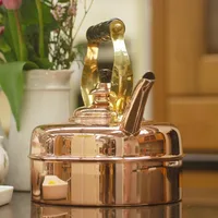Tea Kettle No. 1, Solid Copper Whistling Tea Kettle for Gas and Electric Stoves, 1.9 Quart Tea Pot with Stay Cool Ergonomic 2