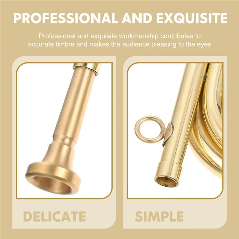 ABVH-Small Trumpet Bugle Brass Golden Horn Simple Beginner Wind Instrument For School Band Child Student