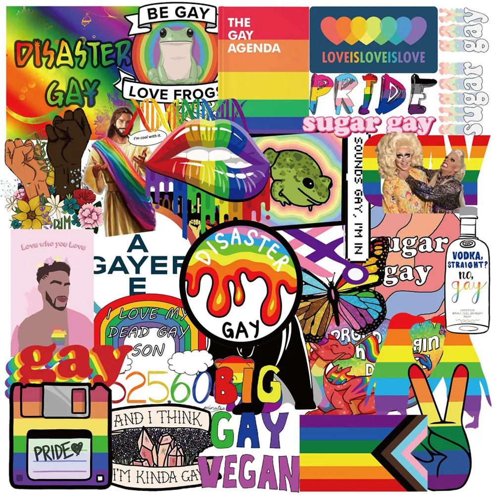 

10/30/50pcs Cool Rainbow Funny LGBT Gay Pride Graffiti Stickers Luggage Laptop Phone Bike Car Guitar Waterproof Sticker Decal