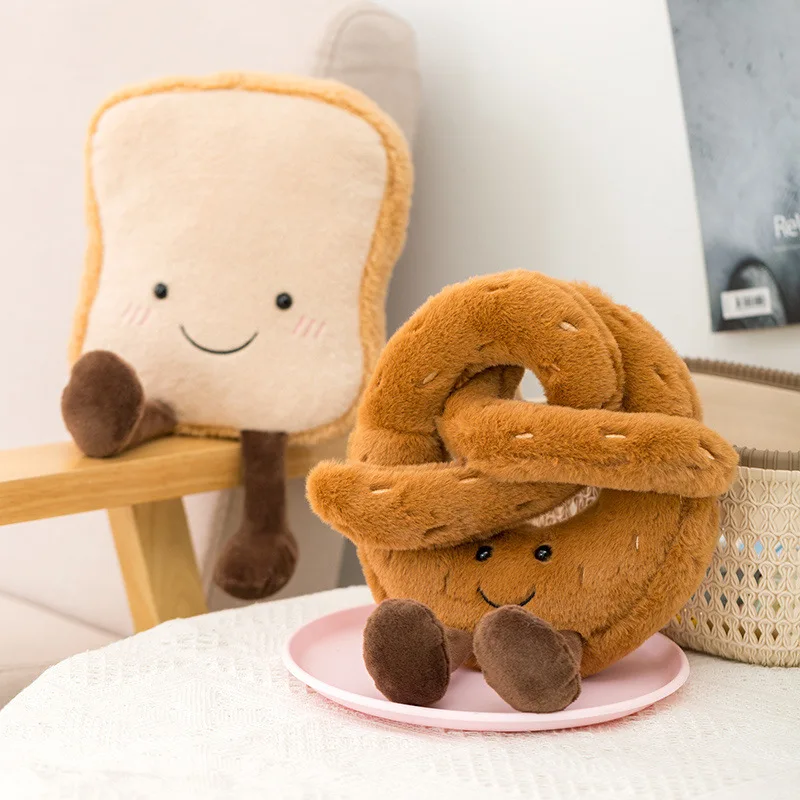 

Funny Cartoon Cotton Food Plush Bread Figure Pretzel Crossant Toast Baguette Plush Toys Soft Food Dolls Home Decor For Kid Gifts