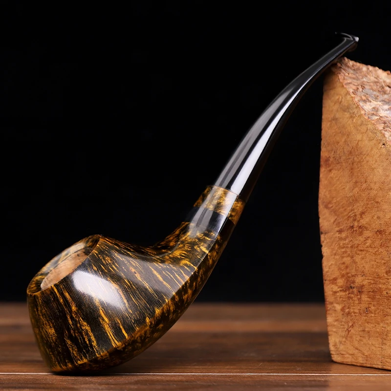 MUXIANG-Classic Handmade Briar Wood Tobacco Pipe, Smoking Accessories, Filter Smoker, Gift for Grandfather, High Quality, 9/3mm