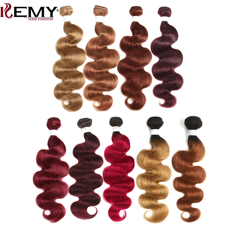 Blond Brown Red Color Human Hair Bundles 1/3 PCS Brazilian Body Wave Human Hair Extension 8-26 Inch Remy Weave Bundles KEMY