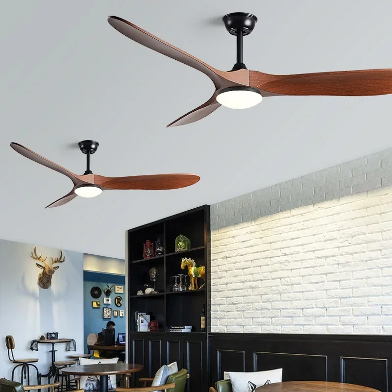 52 60 70 Inch Ceiling Fan Industrial Vintage Wooden Ventilator No Light Remote Control Decorative Blower Wood Retro Large Fans