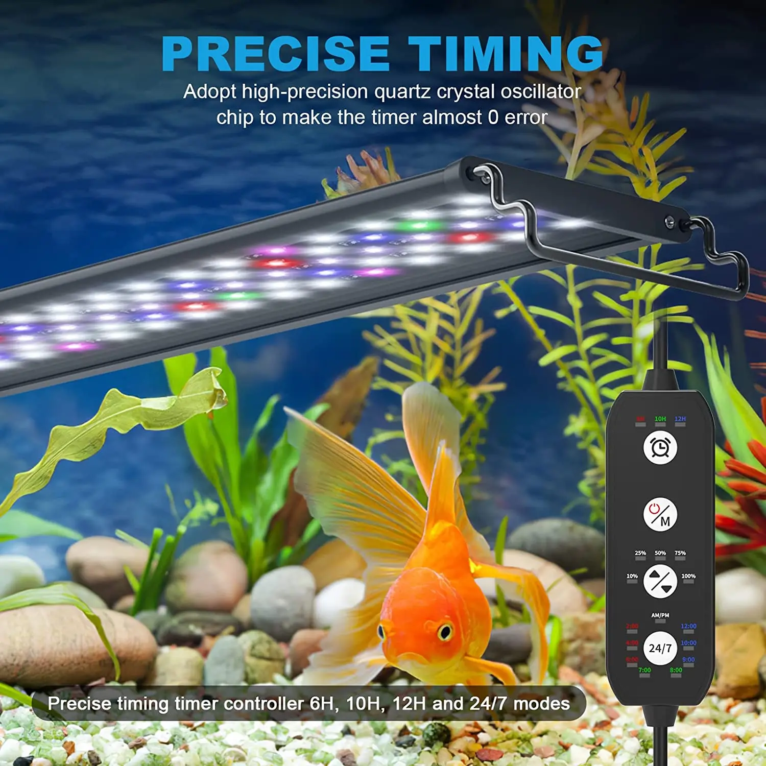 Luz LED de acuario con temporizador, luz de espectro completo para plantas  de agua, amanecer y atardecer, 60-105cm