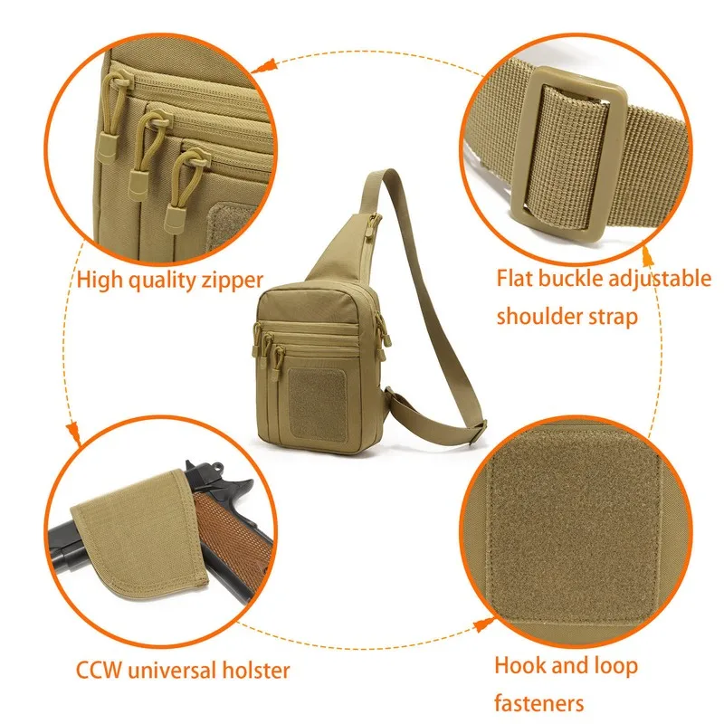 Tactical pistol gun case shoulder bag outdoor hiking hunting camping chest bag with gun holster