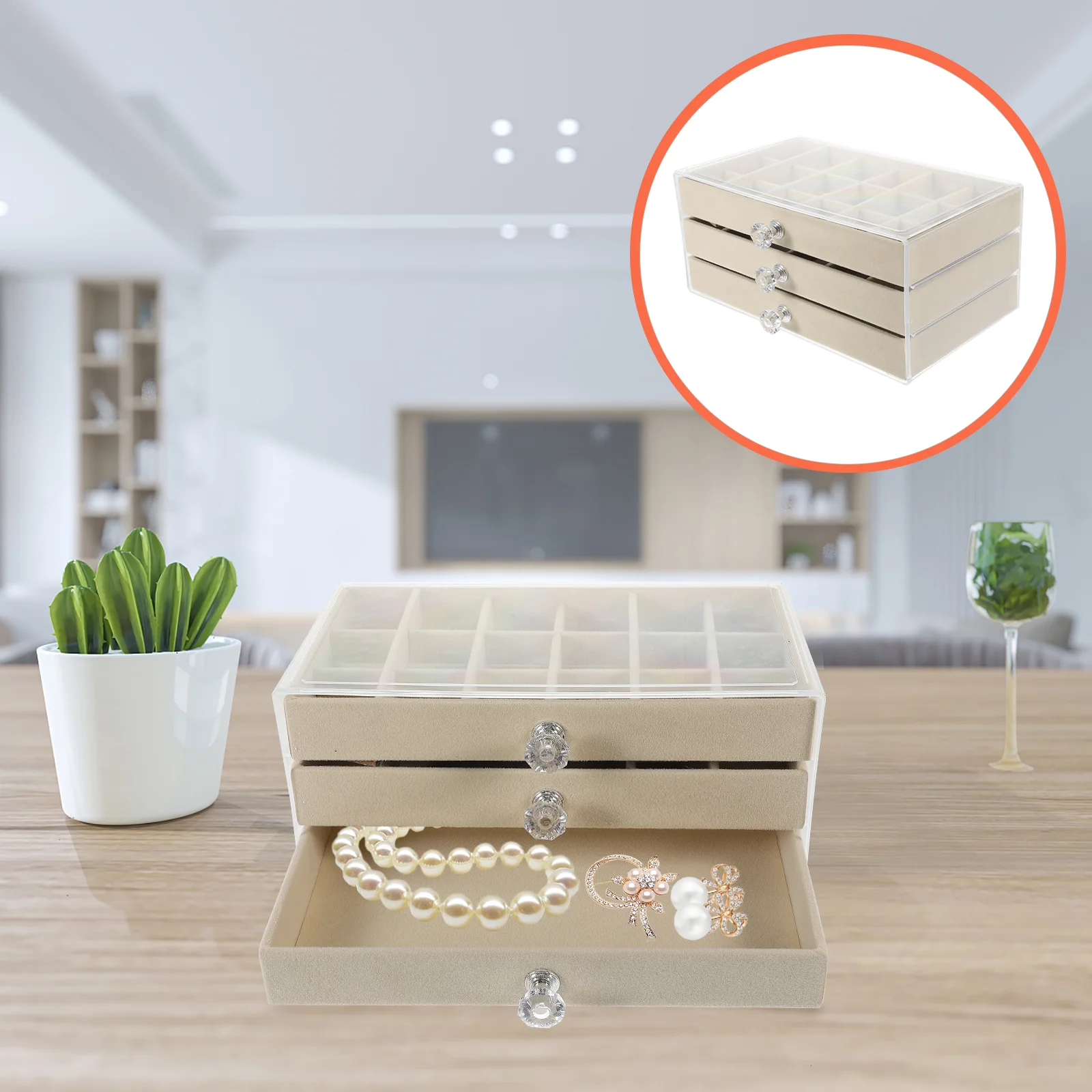 

Jewelry Case 3-Layer Necklace Earrings Rings Organizer Bracelets Storage Container