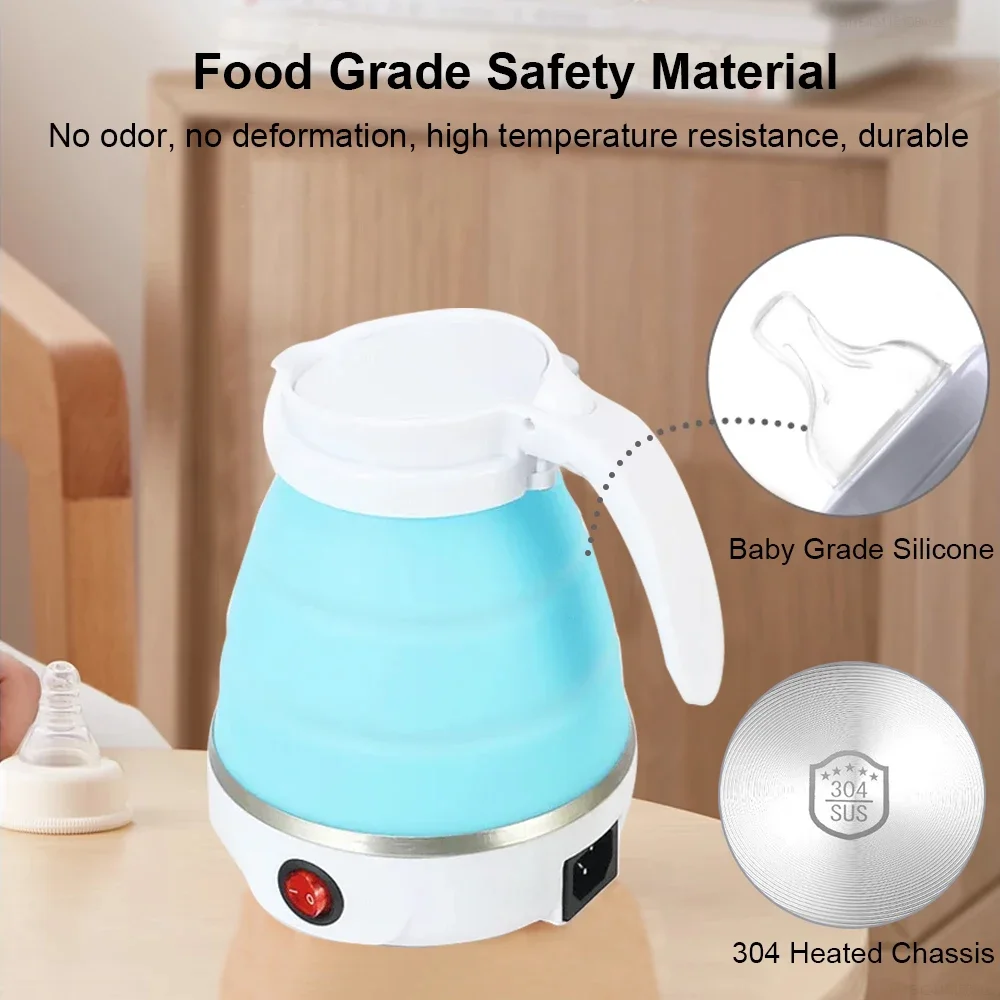 Electric Kettle Folding Electric Port Portable Travel Camping Kettle 600ML Electric Water Heater Portable Foldable Kettle Port 2