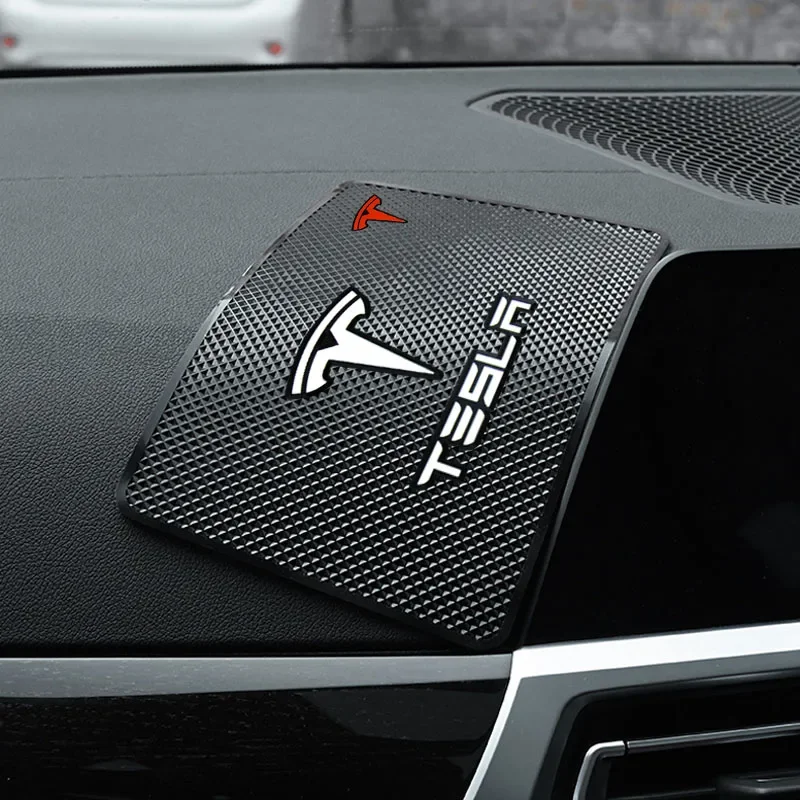 Car Ornament PVC Anti-Slip Mat Sticky Pad Dashboard Accessories For Tesla Model 3 2022 S X Y Style Roadster Invader Coil Mod WYE