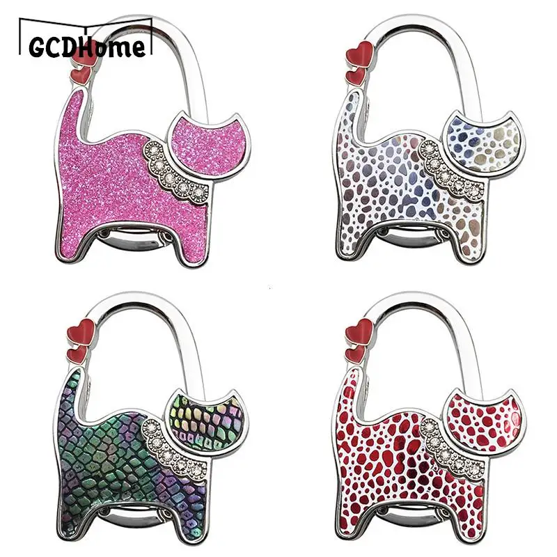 

Protable Cat Shape Metal Bag Table Edge Hanger Holder Tiny Hooks Folding Bag Purse Hanger Handbag Hook Purse Tote Home Storage