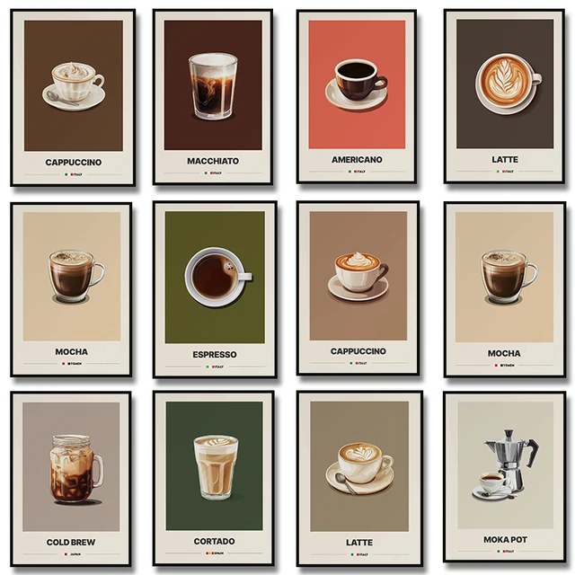 Italian Espresso Latte Espresso Coffee Pot Art Canvas Painting Poster and Prints Minimalist Wall Pictures Cafe Kitchen Decor