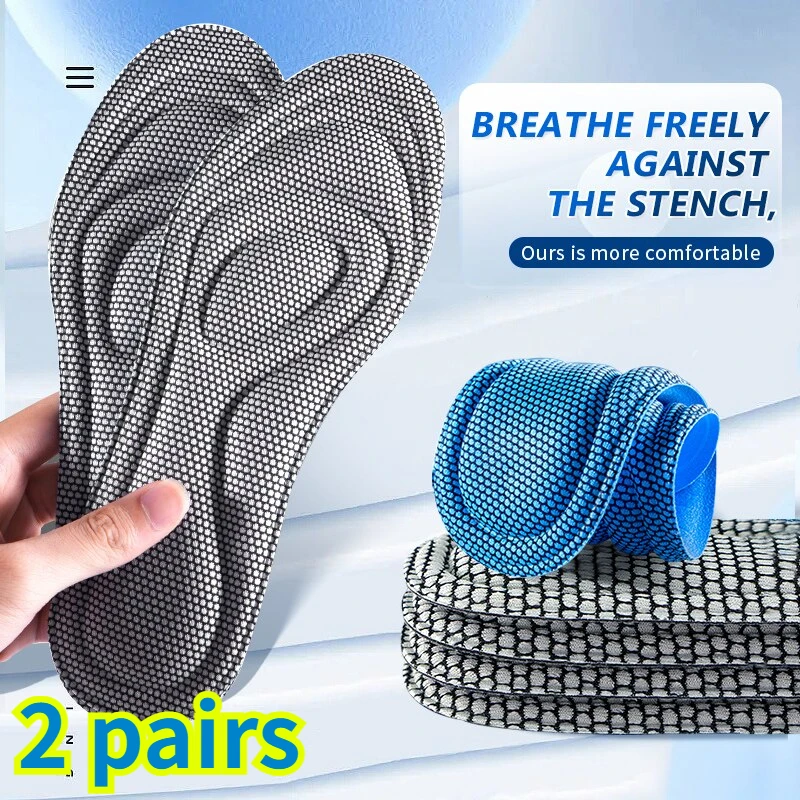 Plantillas ortopédicas de espuma viscoelástica de 4 piezas para zapatos, desodorización antibacteriana, absorción del sudor, plantillas deportivas, almohadillas para correr