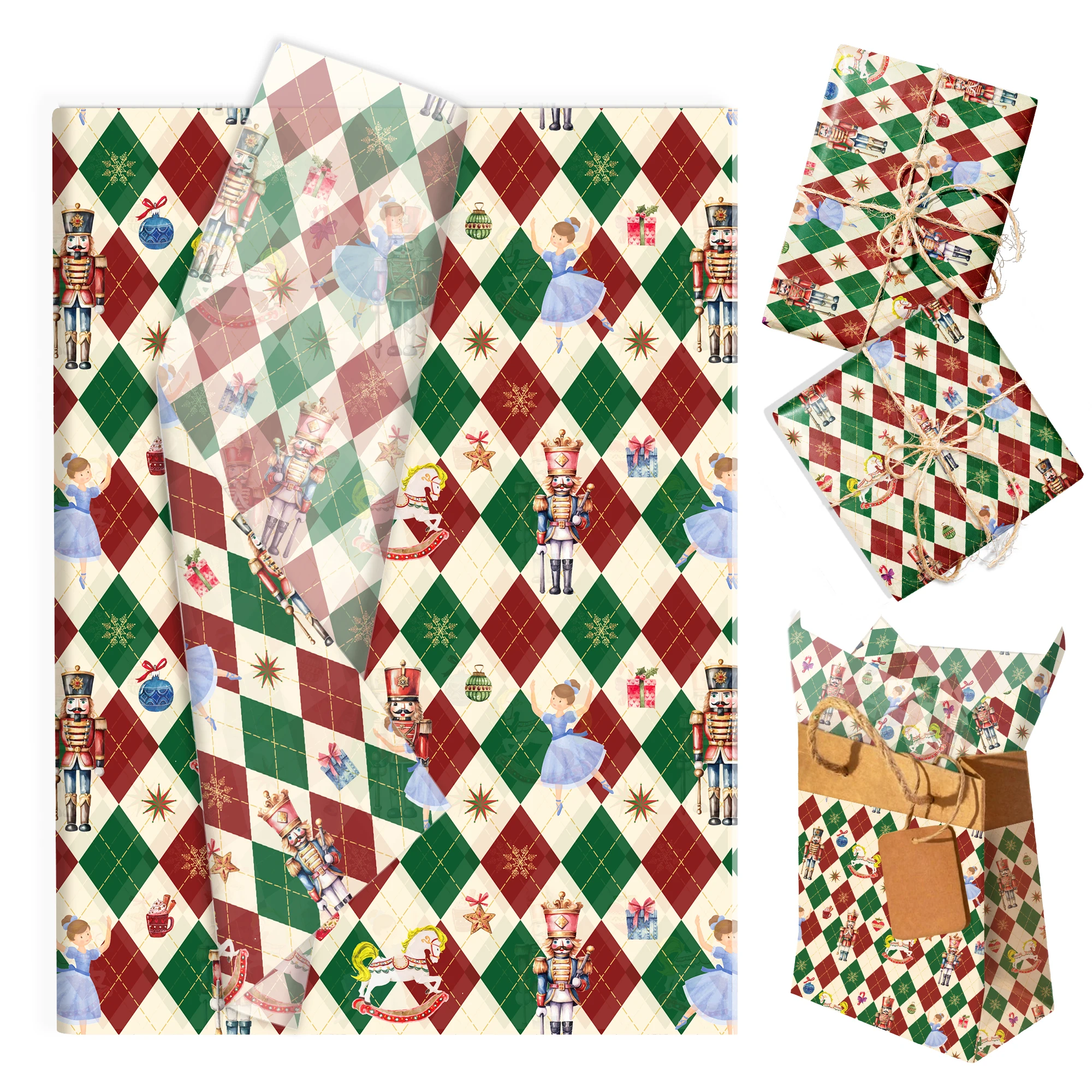 20/50 stücke Weihnachten Nussknacker Seidenpapier Schnee Birne Papier Geschenkbox Geschenkpapier DIY Geschenk Verpackung Für Weihnachten Party liefert – Detail 7