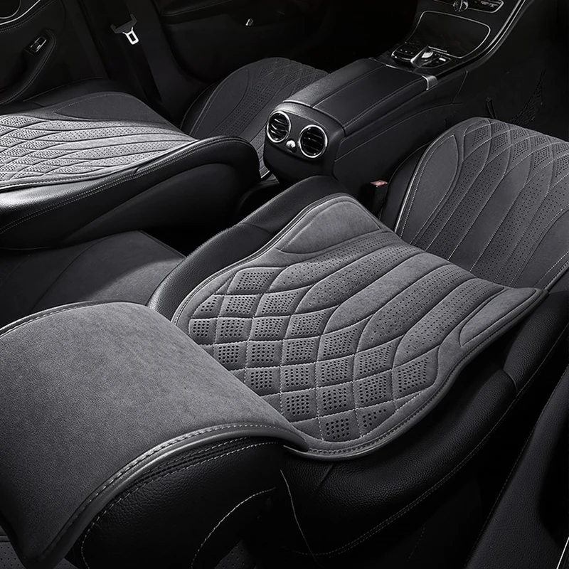 Coprisedile Universale per Auto in Pelle Scamosciata Traspirante Antiscivolo per Tutte le Stagioni Protezione Sedili Auto - Image 3