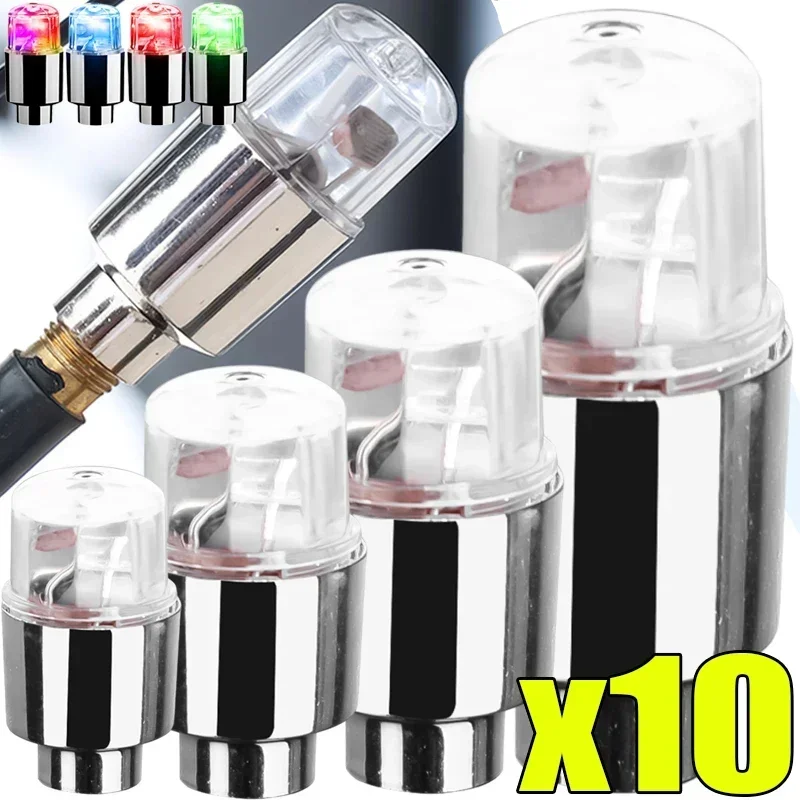 2/10Pcs Colorful LED Wheel Valve Lights Motorcycle Car Wheel Tire Valve Caps Universal Dustproof Bicycle Valve Cover