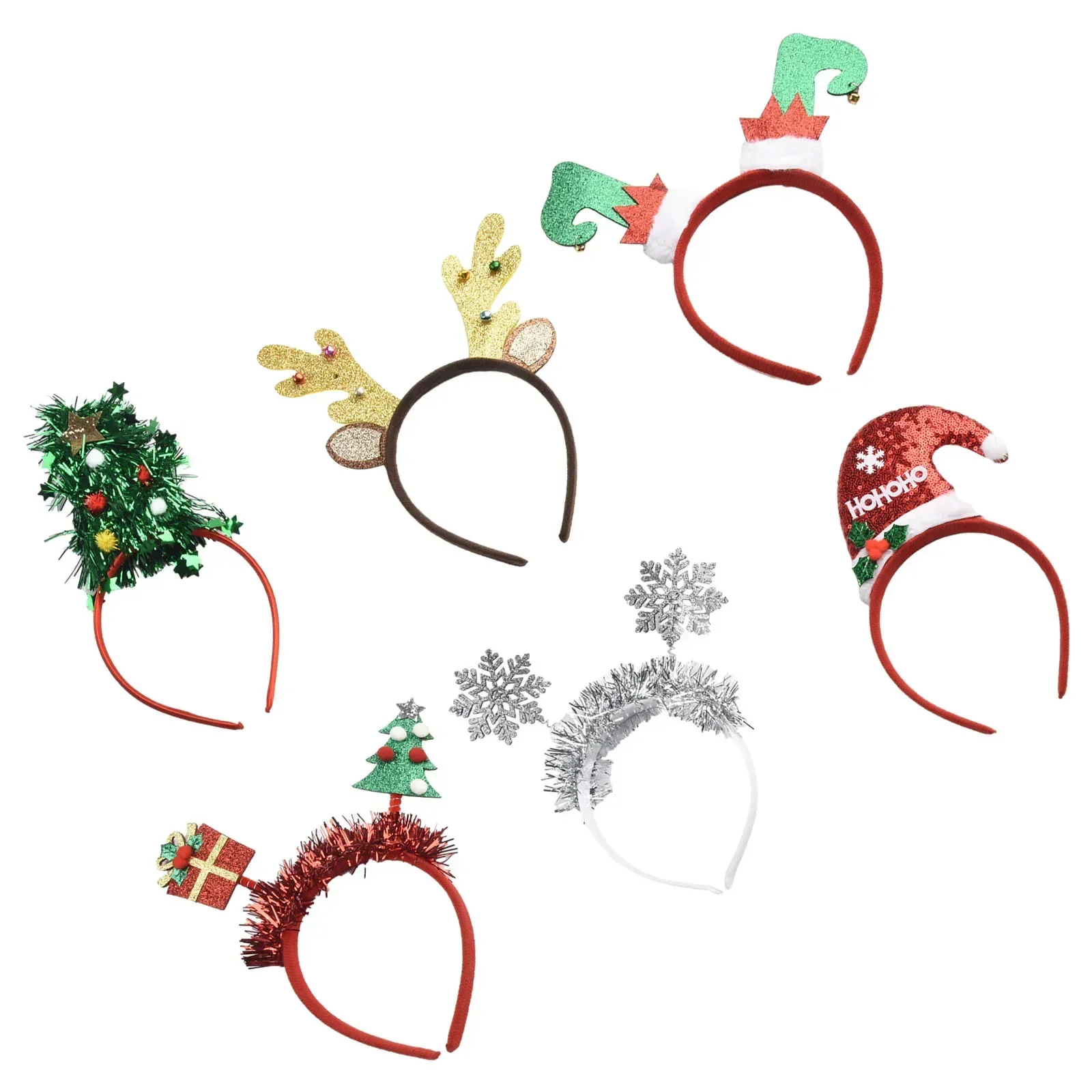 6PCS Christmas Headbands Elk Antlers Cute Xmas Hair Accessories Party Supplies Reindeer Headbands Christmas Party Accessories