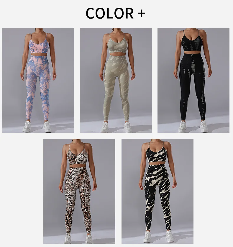 3D Printing Sportswear Women's Gym 2Pc Set Seamless Sports Camisole Bra Workout Leggings Top Yoga Clothes Femme Summer Clothing