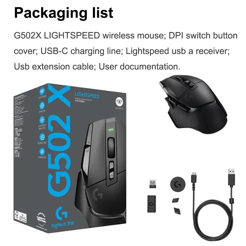 Logitech G502 X LIGHTSPEED Wireless Gaming Maus-Optische maus mit 