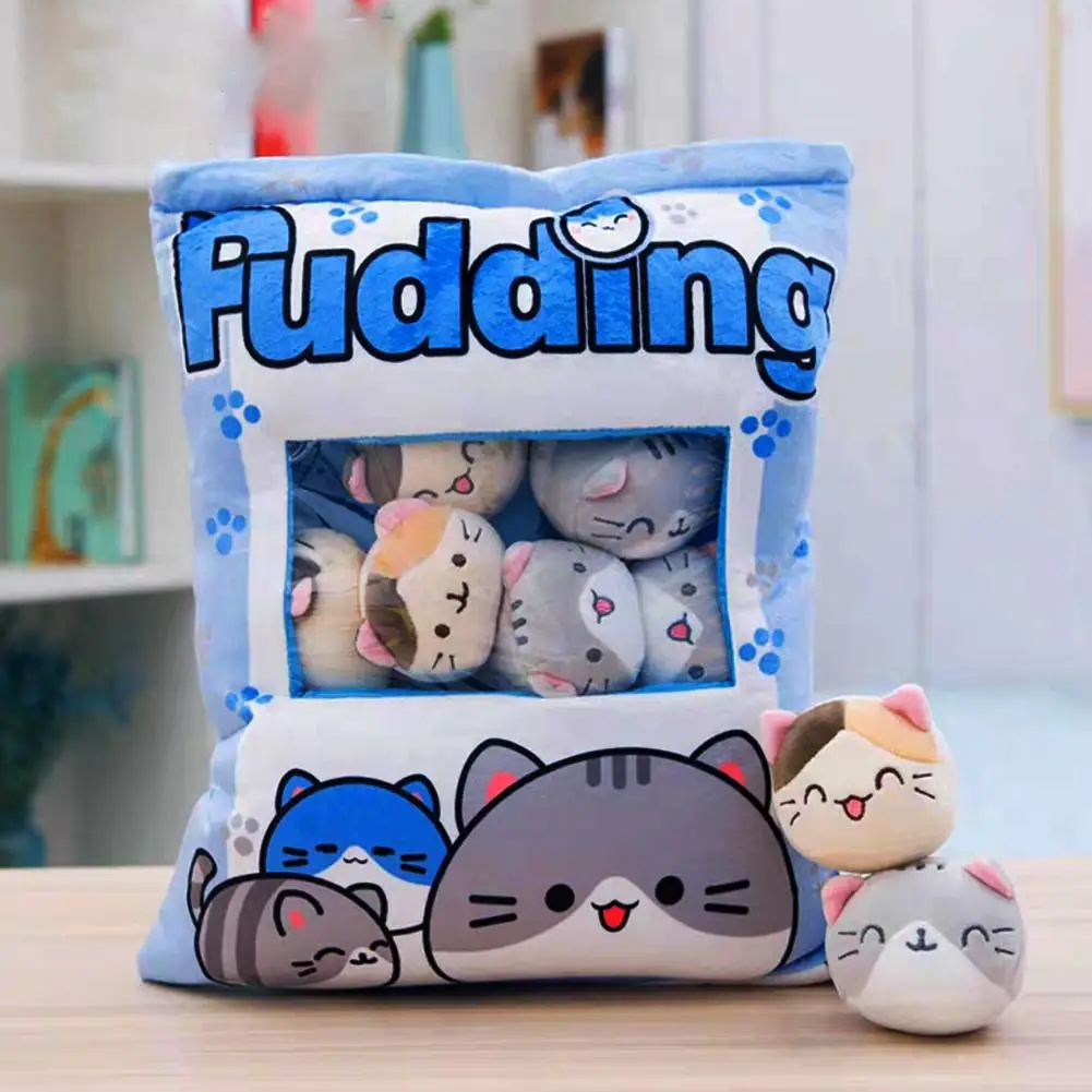 Creative Snack Bag Cute Blue /Yellow Plus Toy Cat Doll Household Mini Pillows Cushions Kawaii Decorative Ornaments New 2024 2
