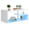 High Gloss Coffee Table with LED Lights Open Shelf Smart APP Control S Shaped Modern Sofa Side End Table for Living Room 6