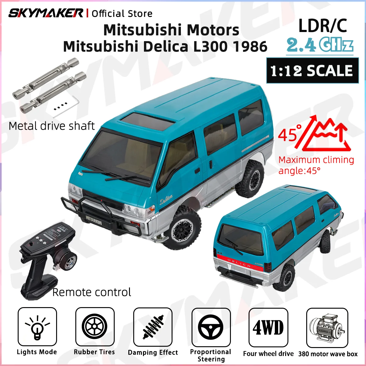 새로운 핫 LDRC LD1296 1/12 스케일 RC카 RC 4X4 로드 트럭 2단 변속기 금속 기어박스 ESC 2.4G LED 라이트 장난감 남자아이 선물