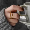 Ripple Stainless Steel Rings For women Gold Color Chunky Band  Stackable Silver Stacking Irregular Wave Minimalist Jewelry Set 5