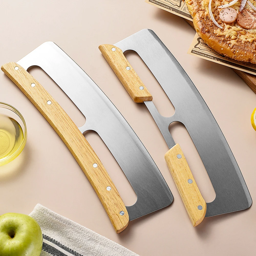 14 Inch Large Pizza Cutter Sharp Rocker Blade Stainless Steel Pizza Slicer Knife with Cover Kitchen Tools Accessories