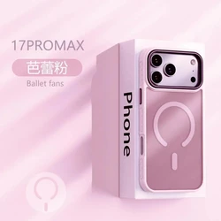 Frosted Matte Translucent Magnetic Phone Case with Magsafe Compatibility - Shockproof Design - iPhone 17 (Pink)