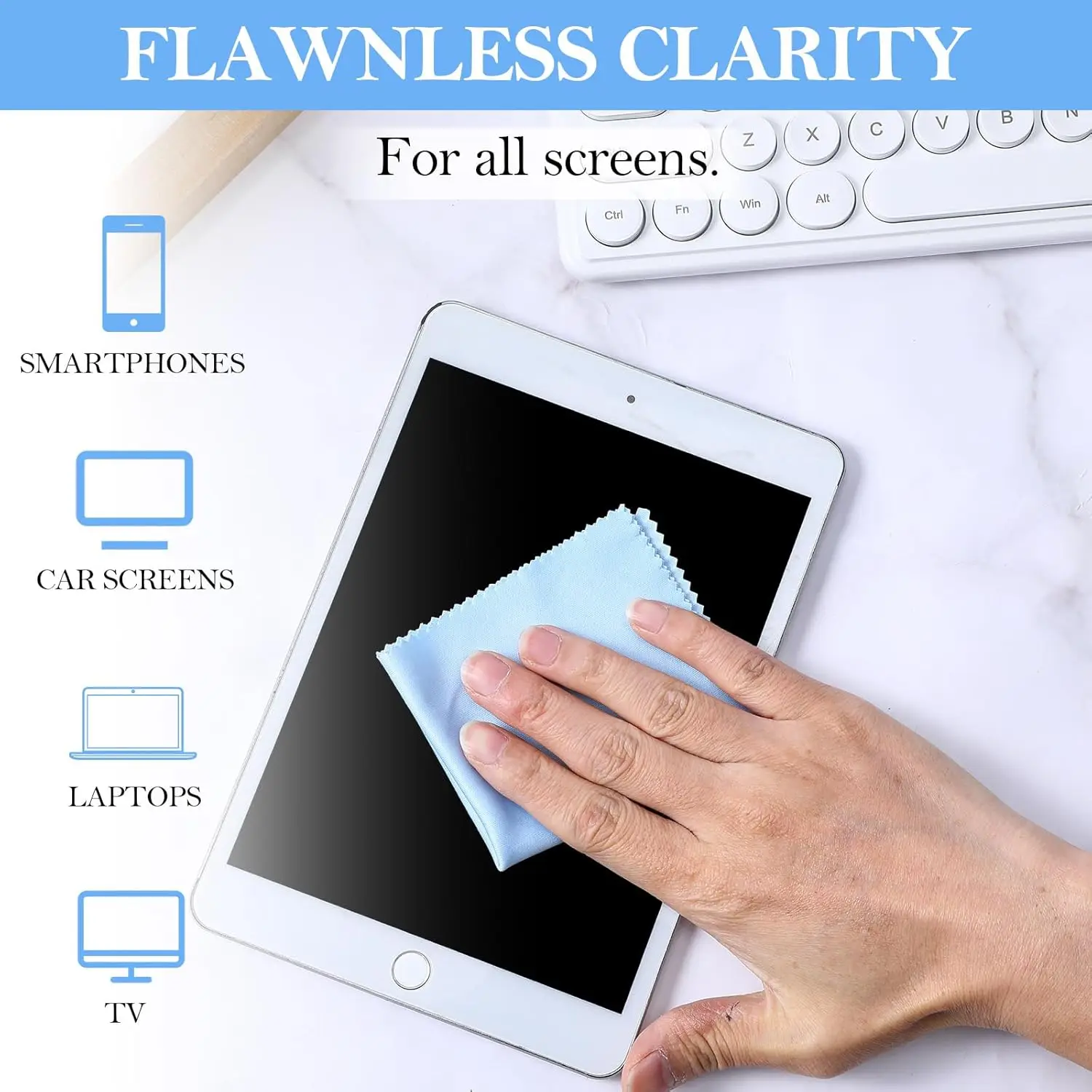 12pcs Eyeglasses Cleaning Cloth 7x6 inch Microfiber Glasses Cleaner Cloth Glass Wipes for Laptop Camera Lenses iPad LCD Screens 6