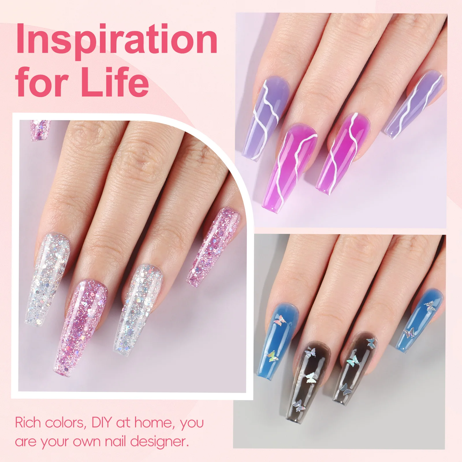 PEACECOLOR Poly UV Gel Kit All for Manicure Gel Nail Extension Set Slip Solution Builder Acrylic Gel Polish Nail Art Tool 6