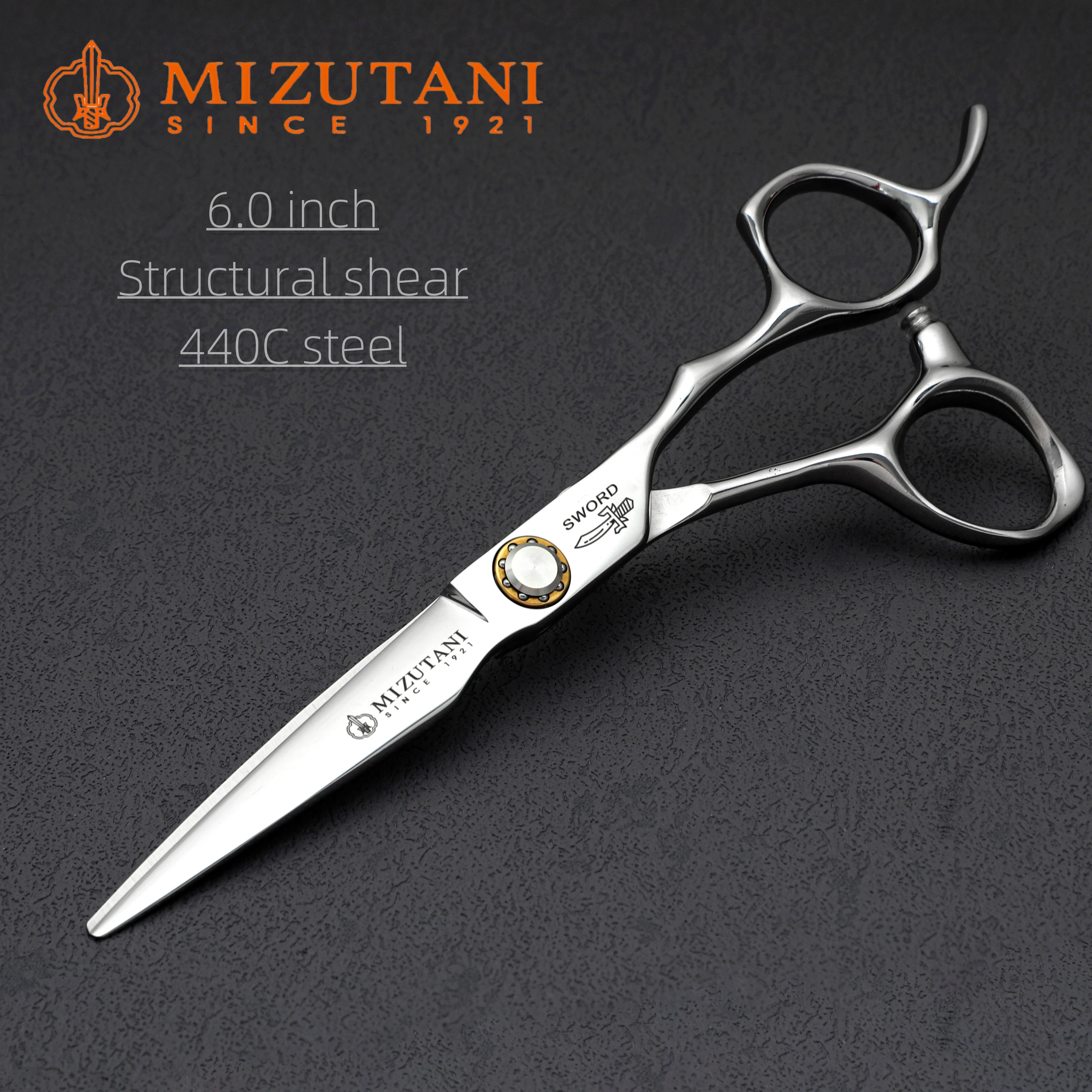 MIZUTANI 이발소 전문 미용 가위, 440C 스틸 6.0 인치 도구 세트, 헤어 이발소 도구