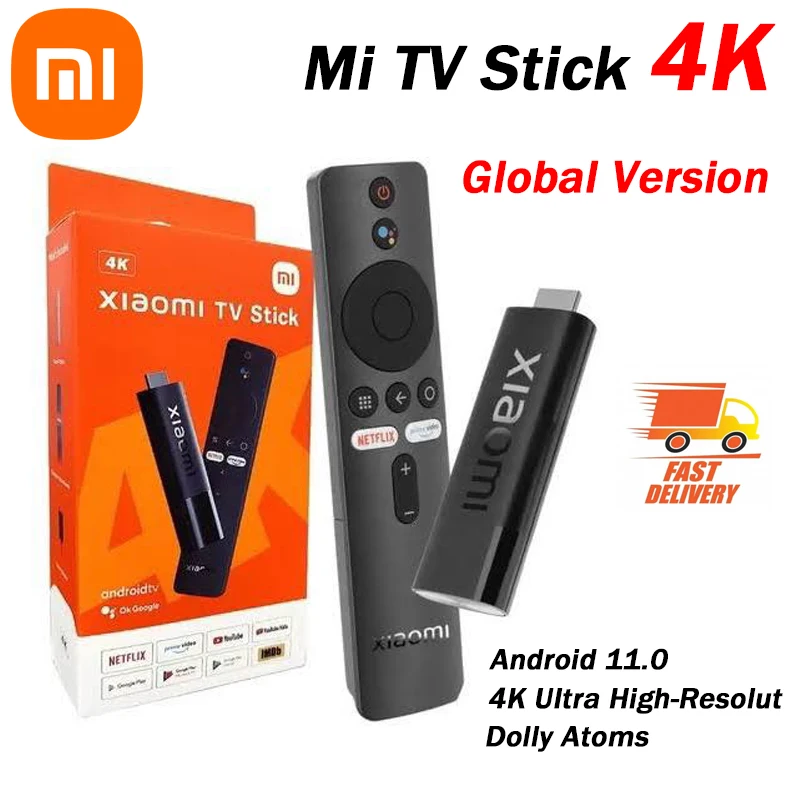 TV Stick Global Version Xiaomi Mi TV Stick 4K Android 11 Portable Streaming Media 2GB 8GB Multi Language BT5.0