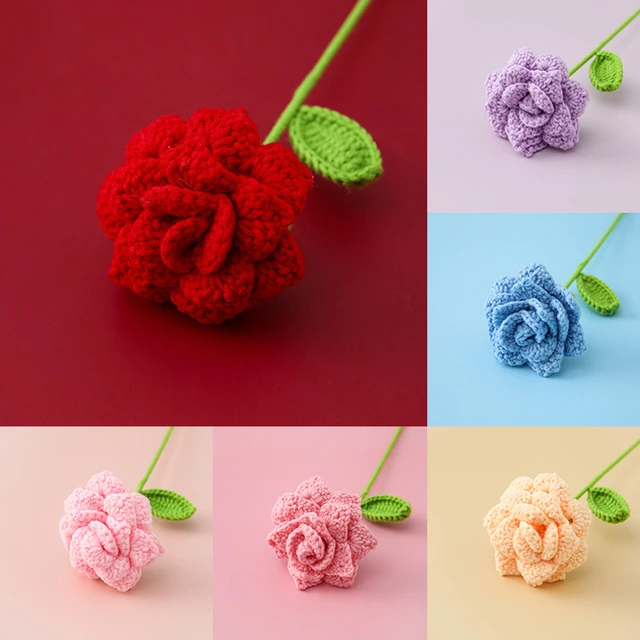 CrochFlower Crocheted Puff Flower Bouquet, Hand Knitted Flower Bouquet