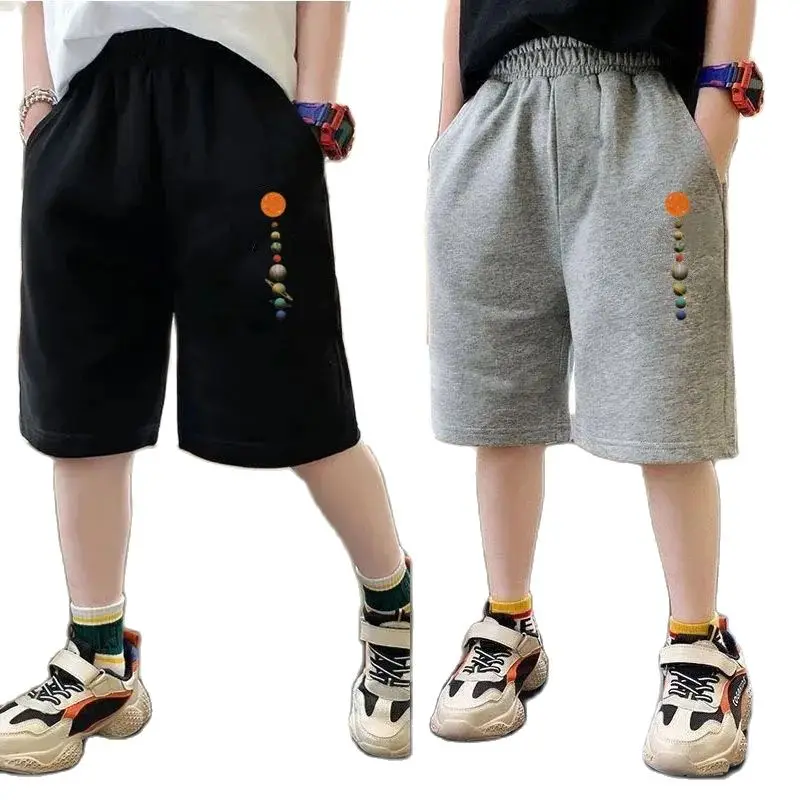 Summer Boys Space Shorts Cotton Trousers Kids Beachwear with Pocket Children Loose Sport Beach Shorts Sweatpants 3-14Y Boys Pants Kids Pants