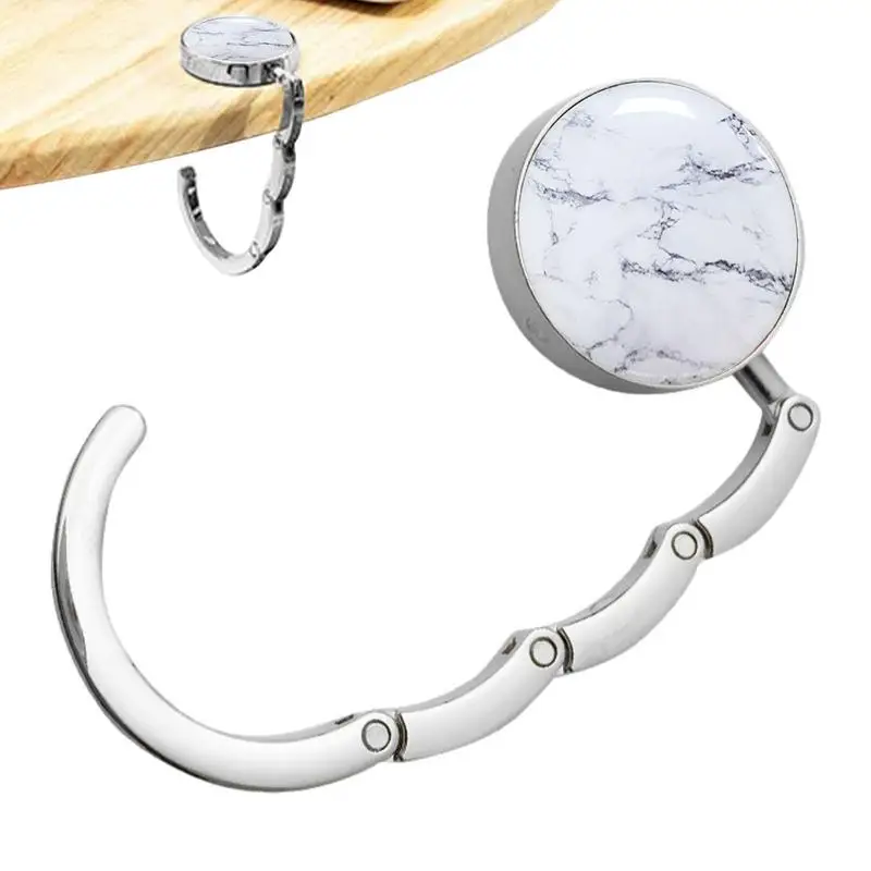 

Purse Table Hook Round Folding Portable Bag Hook Deskside Ladies Office Bag Hook Hot Selling Solid Color PU Leather Bag Hanger