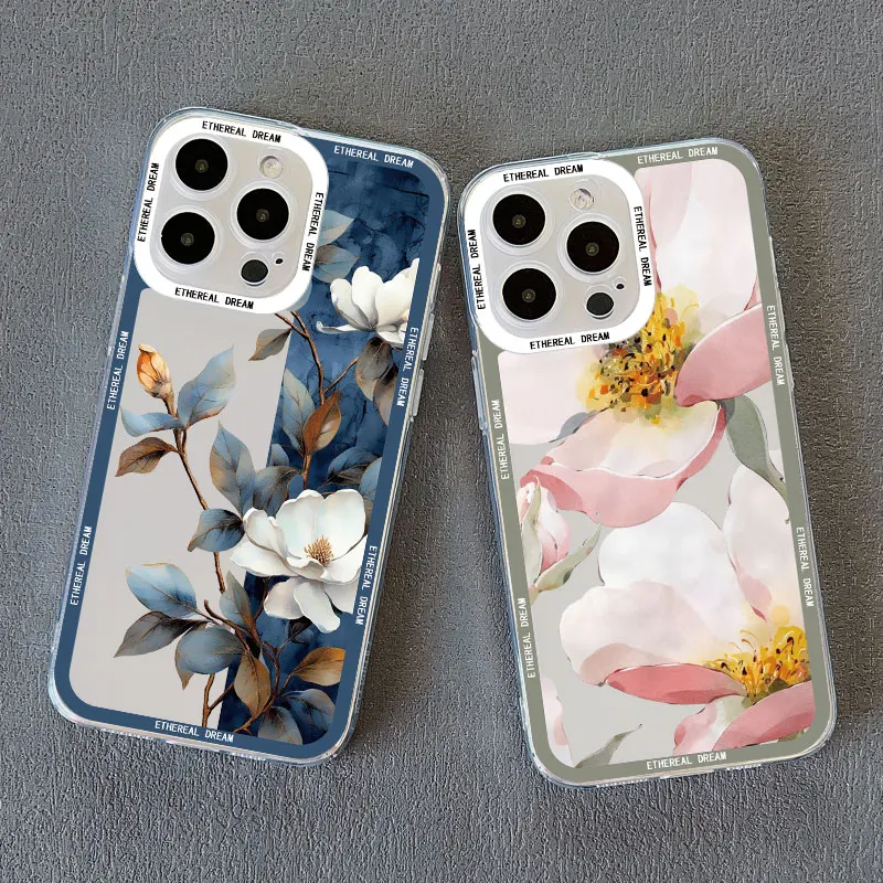 Vintage elegante rosa Pfingstrose Blume klare Handy hülle für iPhone 13 Pro Max 15 11 12 14 Pro Max 15 14 7 8 plus x xr xs Rückseite – Detail 17