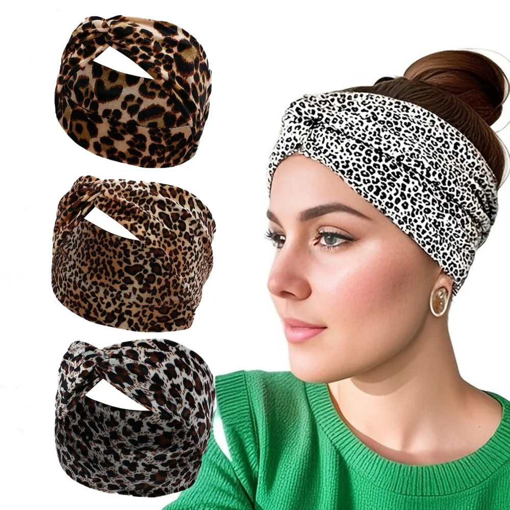 Hair Headband Velvet Twisted Elastic Leopard Print For Face Washing and Makeup hair accessories hair headband
