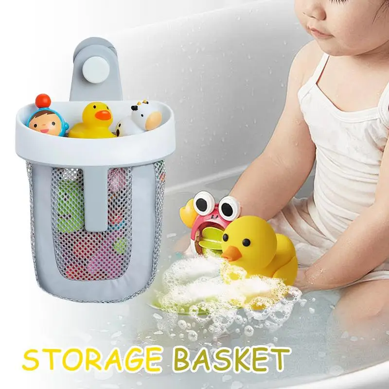 Bathtub Toy Holder Wall Mounted Toy Holder Bath Storage Organizer Bathroom Storage Compact Baby Mesh Bath