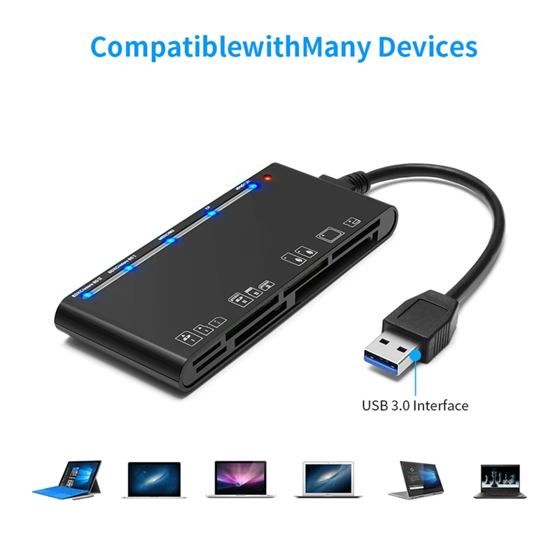 7 in 1 USB 3.0 카드 리더기 다기능 카드 판독기 CF/XD/MS/SD/TF 카드 어댑터 (윈도우 비스타/XP/7/8/10/11 리눅스 OS용)