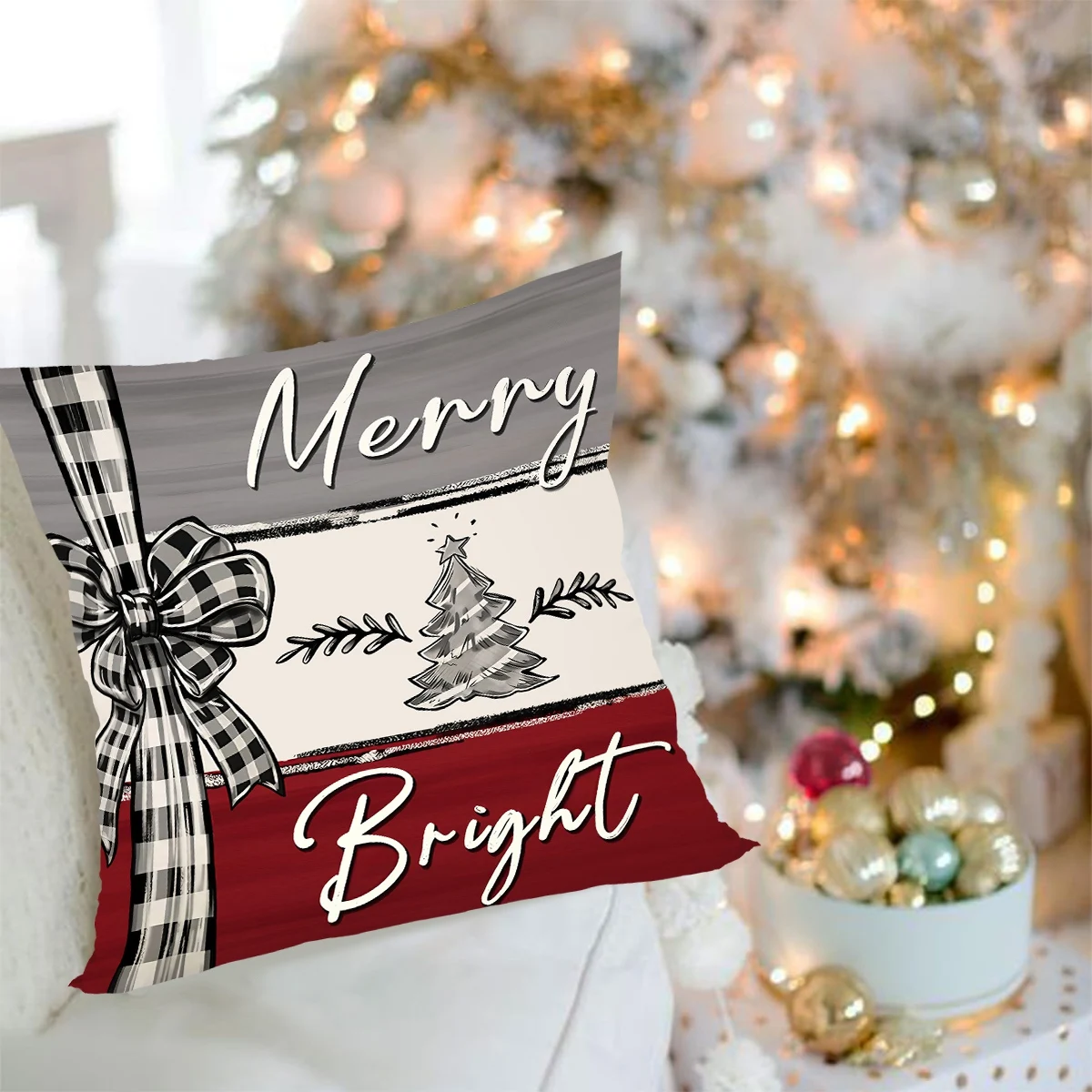 Festive Christmas Decorative Pillow Cover - Holiday Accent Cushion