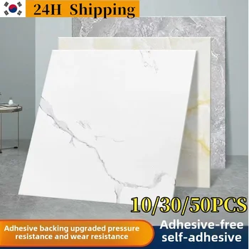 Autocollant mural auto-adhésif épais en PVC, 10/30/50 pièces, autocollant de sol en carrelage de marbre, imperméable, toilettes, cuisine, sol de maison 1