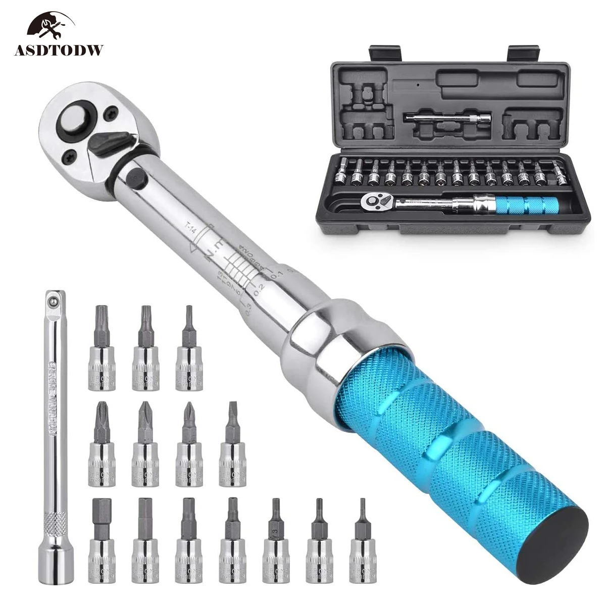 125pcs 1/4" 214nm Adjustable Torque Wrench Bicycle Repair Tools Kit